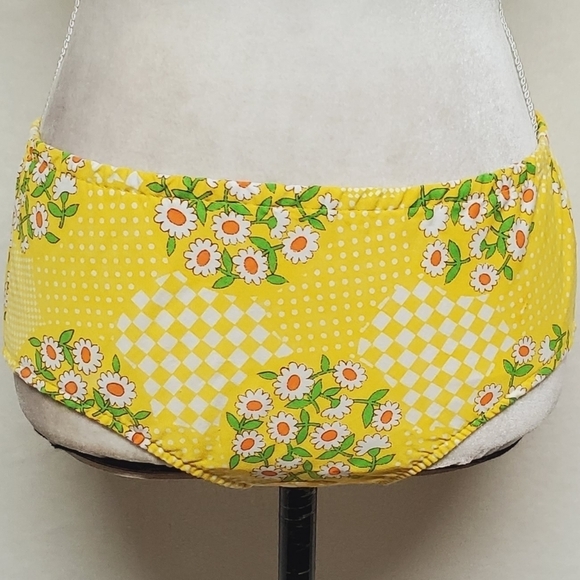 Rare Vintage 1960s Sears JR Bazaar Mod Yellow Checkered Daisy Full Apron Bikini - Picture 13 of 16
